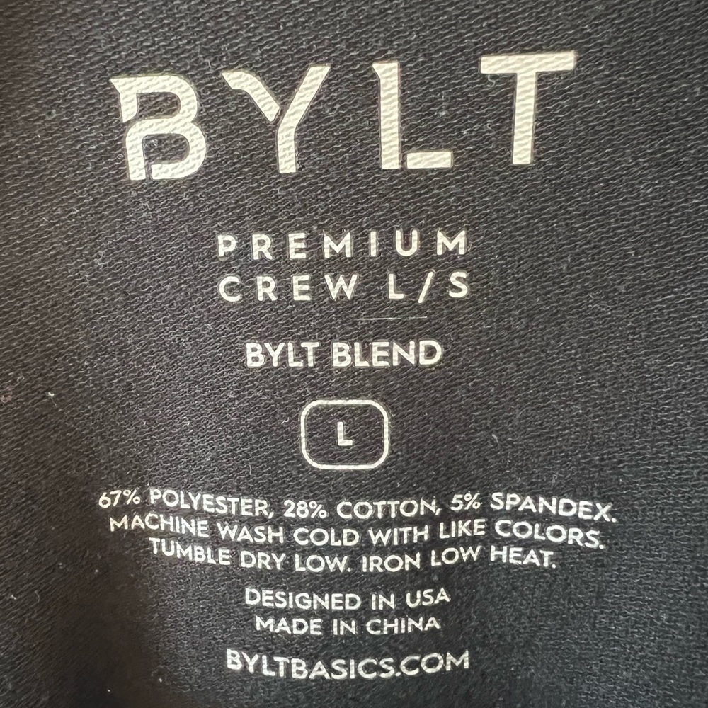 BYLT Basics Premium Crew Long Sleeve Top Striped Colorblock Performance Black - Picture 4 of 5